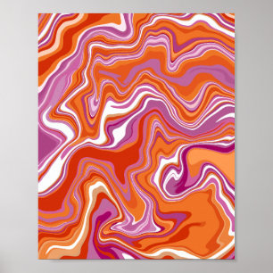 Abstract Flow of Orange and Purple Hues Poster