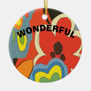 Abstract Flower, add, edit text Ceramic Tree Decoration