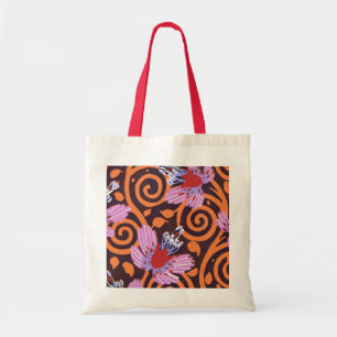 Abstract Flower and Leaf Pattern Art Nouveau Tote Bag