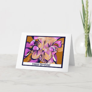 Abstract Flower Blank Happy Birthday Card