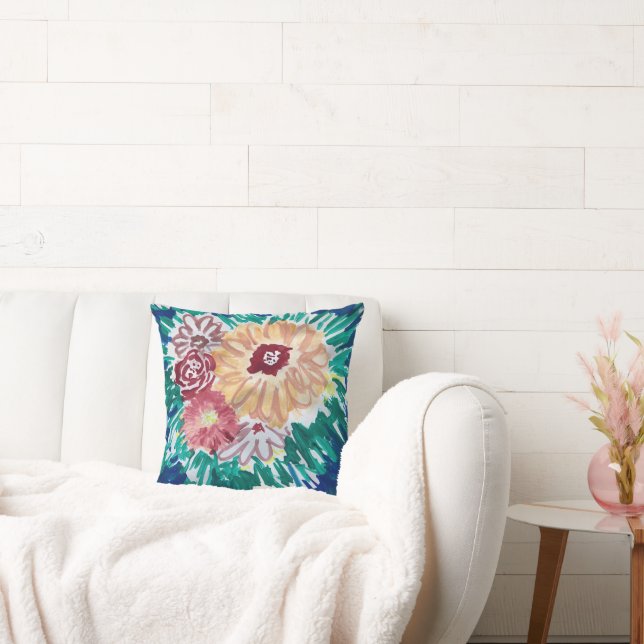 Abstract Flower Bouquet Painting Cushion (Couch)