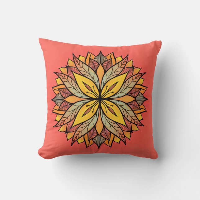 Abstract Flower Colourful Floral Cushion (Front)