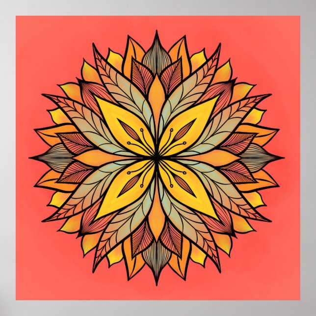 Abstract Flower Colourful Floral Poster (Front)