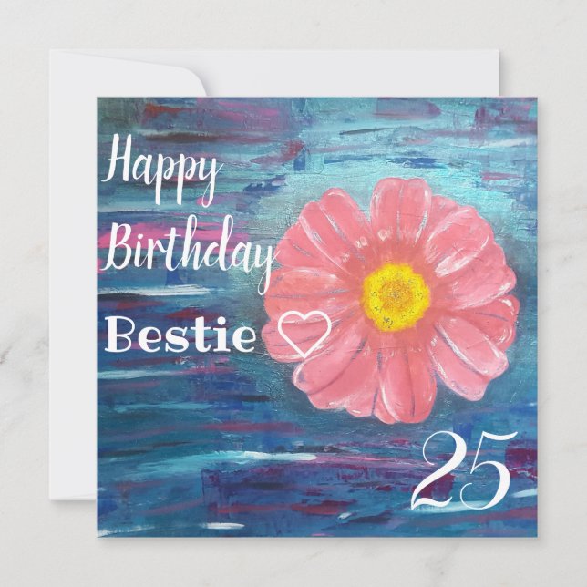 Abstract Flower Custom bestie Birthday Card (Front)
