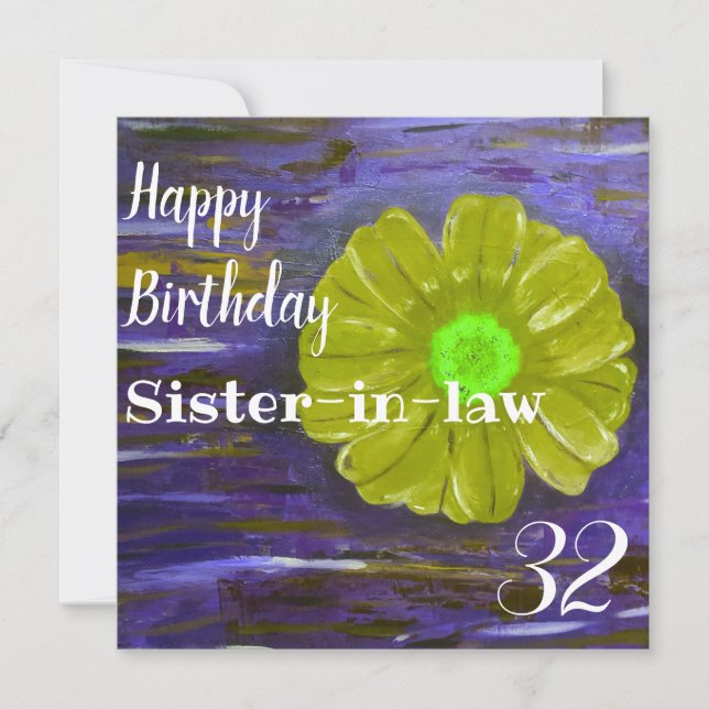 Abstract Flower Custom Sister-in-law Birthday Card (Front)