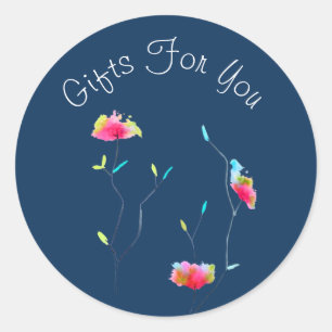 Abstract flower design Gift business branding Classic Round Sticker