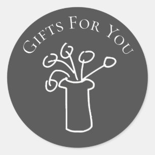 Abstract flower design Gift business branding Classic Round Sticker