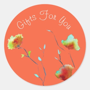 Abstract flower design Gift business branding Classic Round Sticker