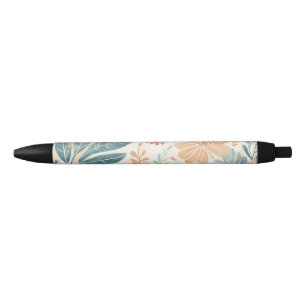 Abstract Flower Designed Black Ink Pen