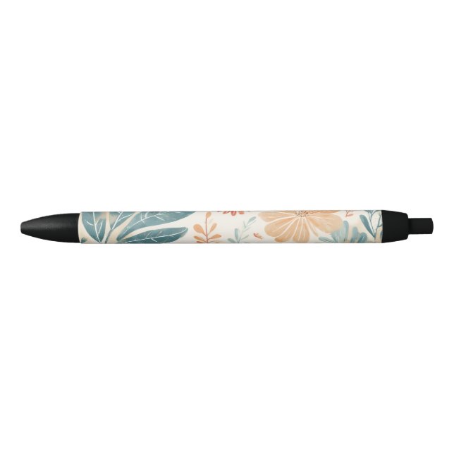 Abstract Flower Designed   Black Ink Pen (Front)