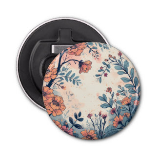 Abstract Flower Designed Button Bottle Opener