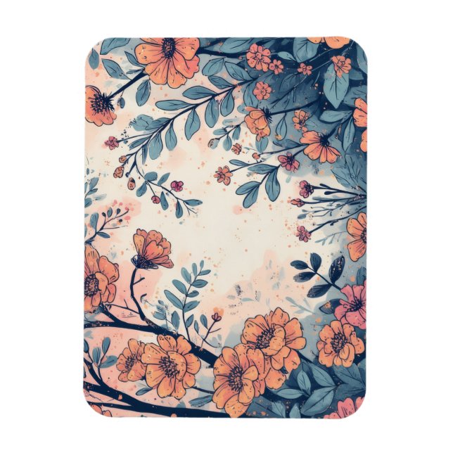 Abstract Flower Designed Flexible Photo Magnet (Vertical)