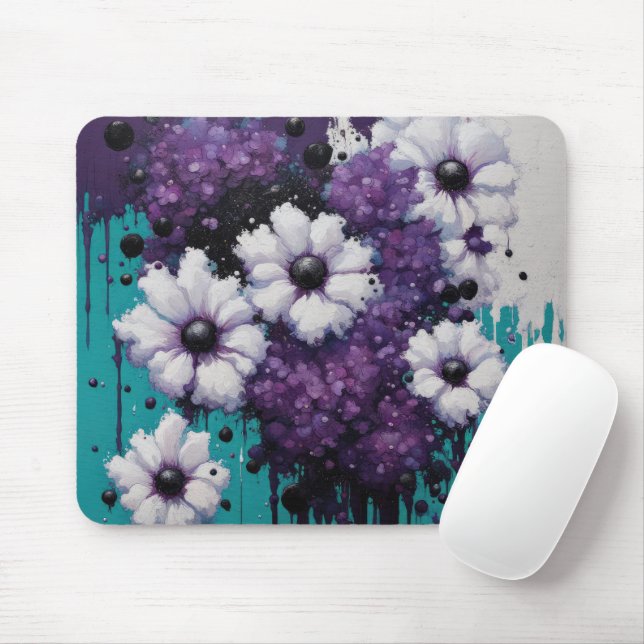 Abstract Flower Drips Mouse Mat (With Mouse)