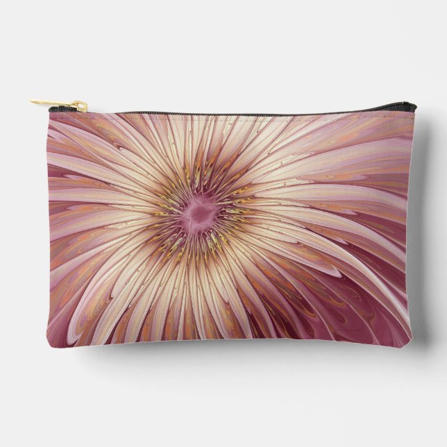 Abstract Flower Fractal Art & Shades of Burgundy Accessory Pouch (Front)