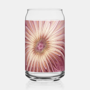 Abstract Flower Fractal Art & Shades of Burgundy Can Glass