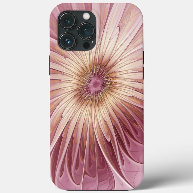 Abstract Flower Fractal Art & Shades of Burgundy Case-Mate iPhone Case (Back)