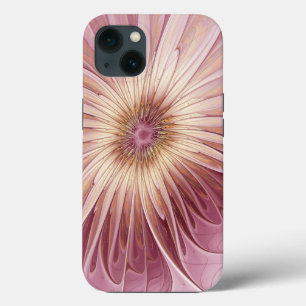 Abstract Flower Fractal Art & Shades of Burgundy iPhone 13 Case