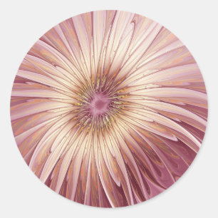 Abstract Flower Fractal Art & Shades of Burgundy Classic Round Sticker