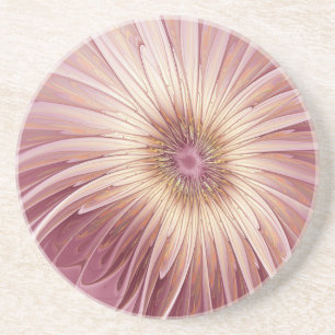 Abstract Flower Fractal Art & Shades of Burgundy Coaster