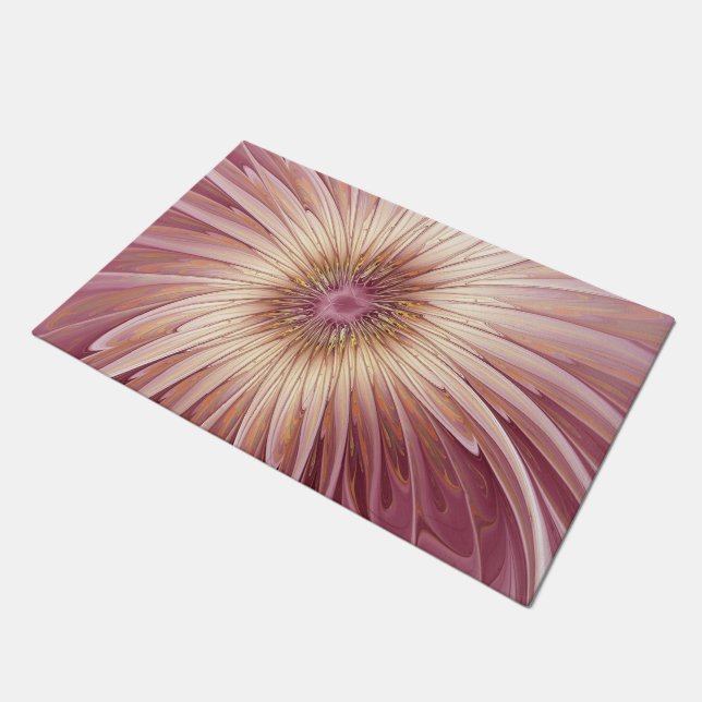 Abstract Flower Fractal Art & Shades of Burgundy Doormat (Angled)