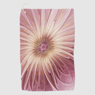Abstract Flower Fractal Art & Shades of Burgundy Golf Towel