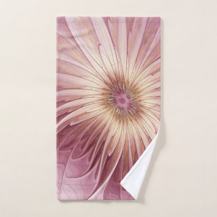 Abstract Flower Fractal Art & Shades of Burgundy Hand Towel