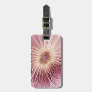 Abstract Flower Fractal Art & Shades of Burgundy Luggage Tag