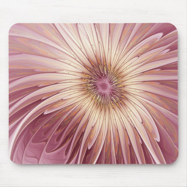 Abstract Flower Fractal Art & Shades of Burgundy Mouse Mat (Front)