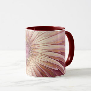 Abstract Flower Fractal Art & Shades of Burgundy  Mug