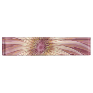 Abstract Flower Fractal Art & Shades of Burgundy Nameplate