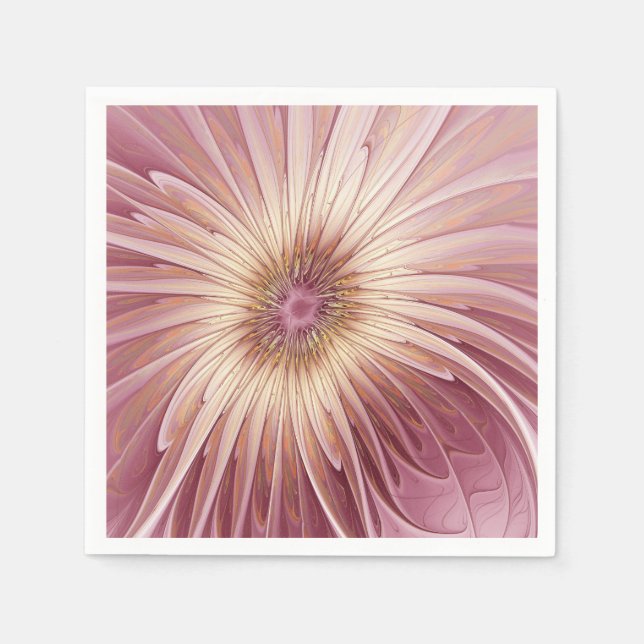 Abstract Flower Fractal Art & Shades of Burgundy Napkin (Front)