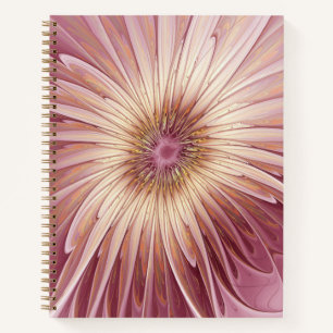 Abstract Flower Fractal Art & Shades of Burgundy Notebook