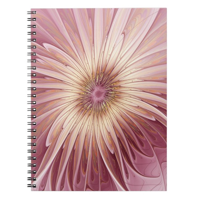 Abstract Flower Fractal Art & Shades of Burgundy Notebook (Front)