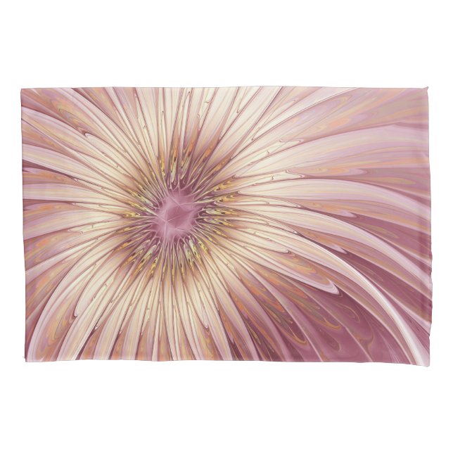 Abstract Flower Fractal Art & Shades of Burgundy Pillowcase (Front)