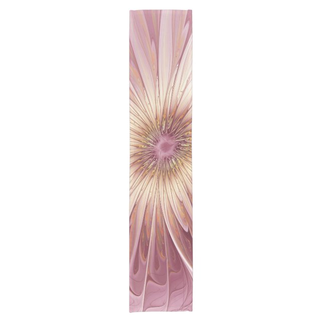 Abstract Flower Fractal Art & Shades of Burgundy Short Table Runner (Front)