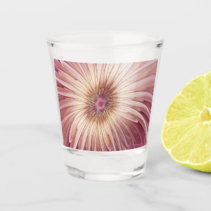 Abstract Flower Fractal Art & Shades of Burgundy Shot Glass