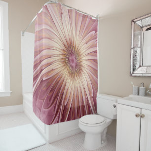Abstract Flower Fractal Art & Shades of Burgundy Shower Curtain