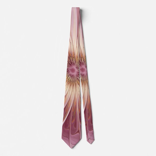 Abstract Flower Fractal Art & Shades of Burgundy Tie (Front)