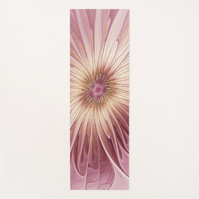 Abstract Flower Fractal Art & Shades of Burgundy Yoga Mat (Front)