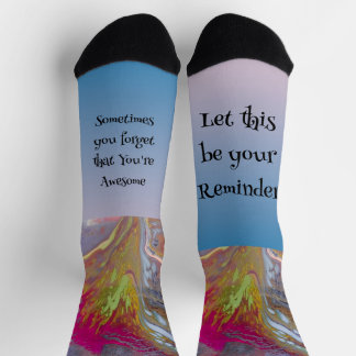 Abstract Flower in bright colours with message on Socks