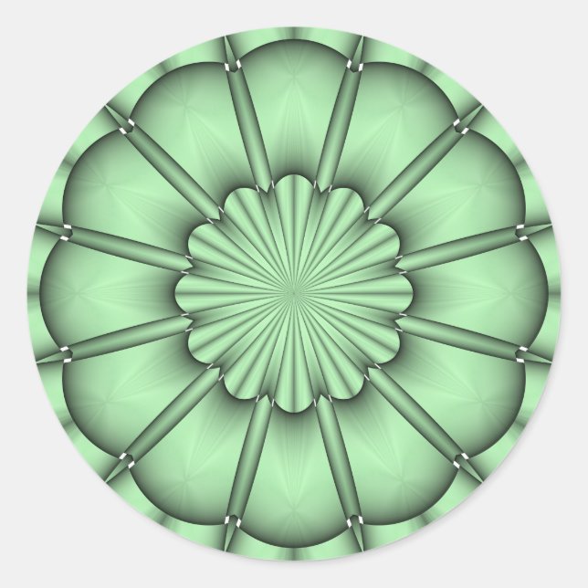 Abstract Flower in Pale Green Classic Round Sticker (Front)