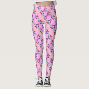 Abstract Flower in Pink All Over Design Yoga Pants