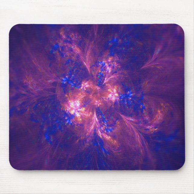 Abstract Flower Light Purple And Vivid Blue Mix Mouse Mat (Front)