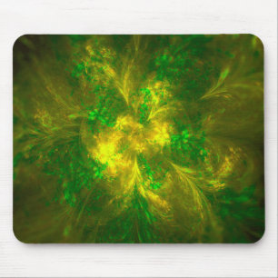 Abstract Flower Light Yellow And Green Patterns Mouse Mat