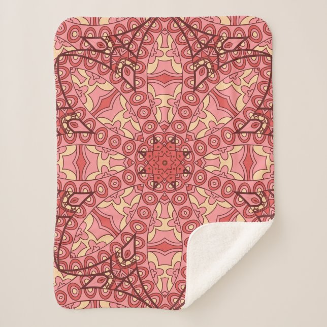 Abstract flower mandala ethnic seamless pattern sherpa blanket (Front)