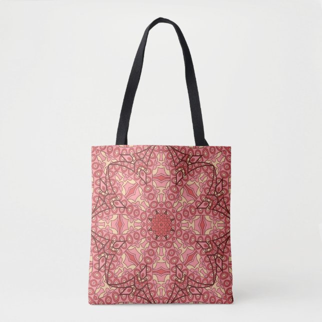 Abstract flower mandala ethnic seamless pattern tote bag (Front)