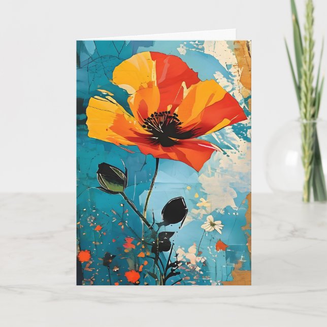 Abstract Flower Painting Birthday Card (Front)
