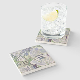 Abstract Flower Painting Marble Stone Coaster
