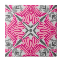 Abstract Flower Petals Fuchsia Pink and Grey