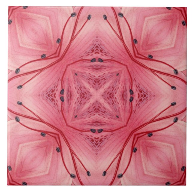 Abstract Flower Petals in Soft Coral Pink  Tile (Front)